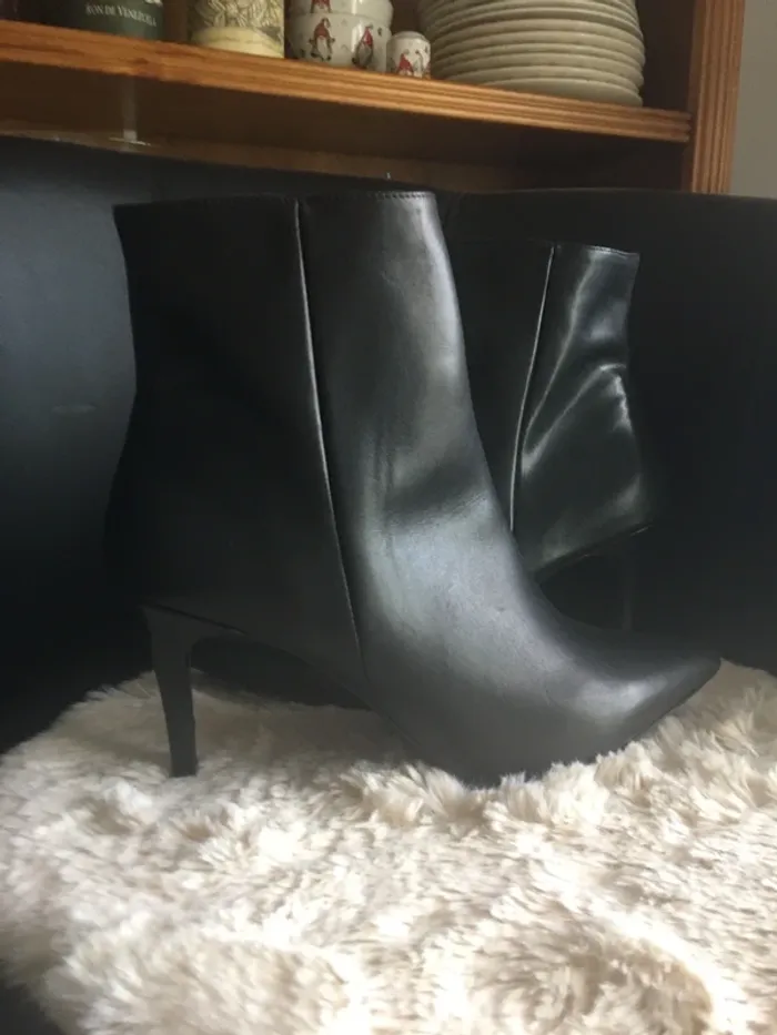 Bottines à talon en cuir noires Élodie - photo numéro 3