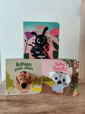 Lot de 3 livres marionnettes Casterman Bébé Koala, Bébé coccinelle et Adrien petit chien
