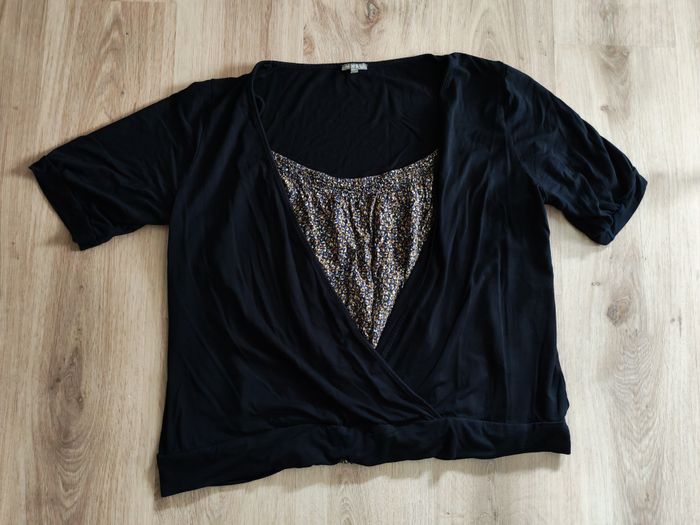 Haut t-shirt noir avec imprimé t54/56 In Extenso - photo numéro 6