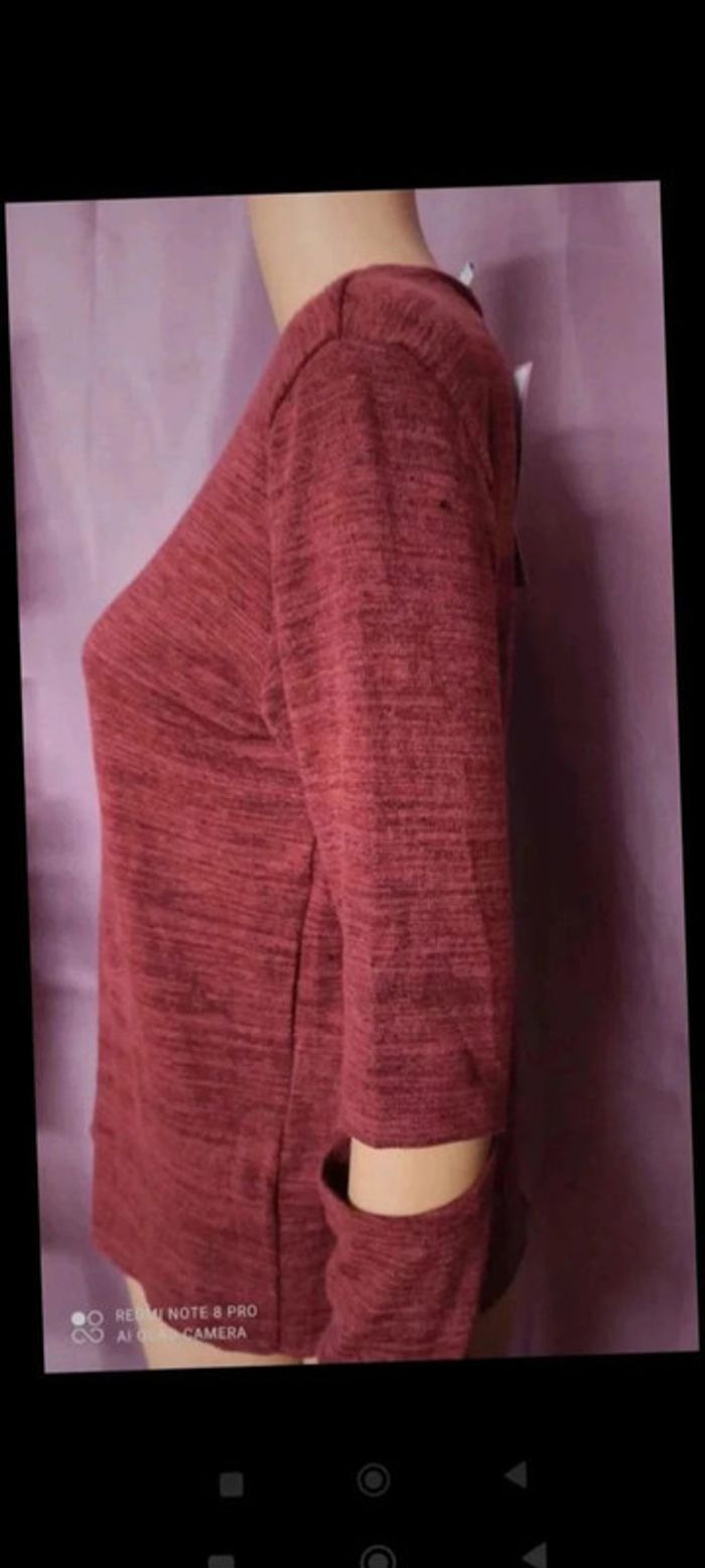 Tee shirt top Bordeaux ouverture manche taille l - photo numéro 7