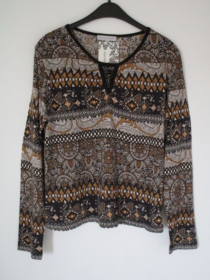 T-shirt noir et camel imprimé Agathe & Louise 40 - photo numéro 7