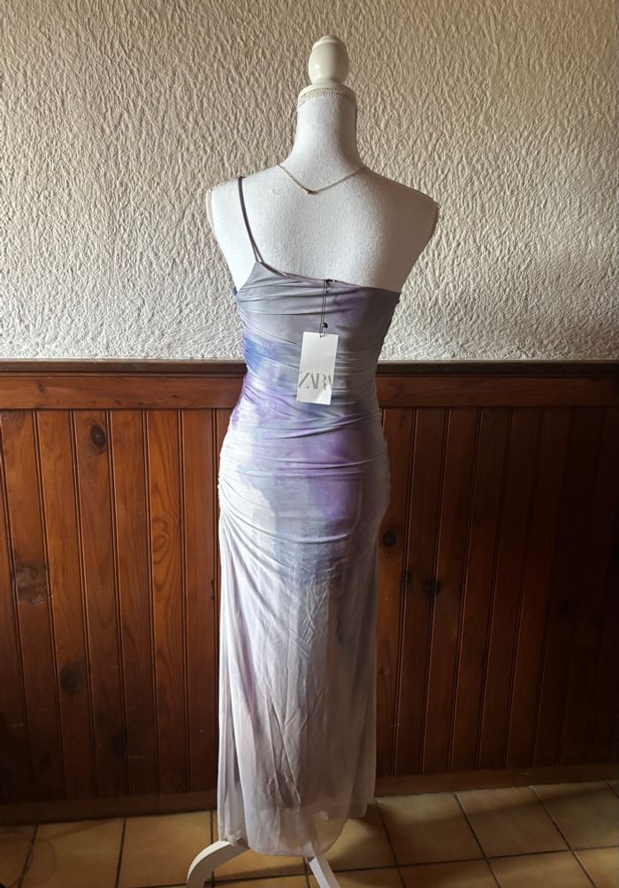 Robe Longue Zara - Effet Tie-dye & Drapé - Neuve avec étiquette - Taille M / 38 - photo numéro 3