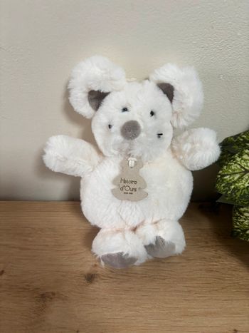 Neuf doudou souris blanc taupe boulidoux histoire d ours 20 cm