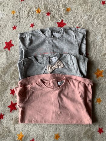 Lot 3 Tee-Shirts R-Baby Rose et Gris 2 Ans