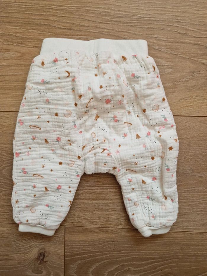 Pantalon fille Orchestra blanc fleurs étoiles 60 cm - photo numéro 2
