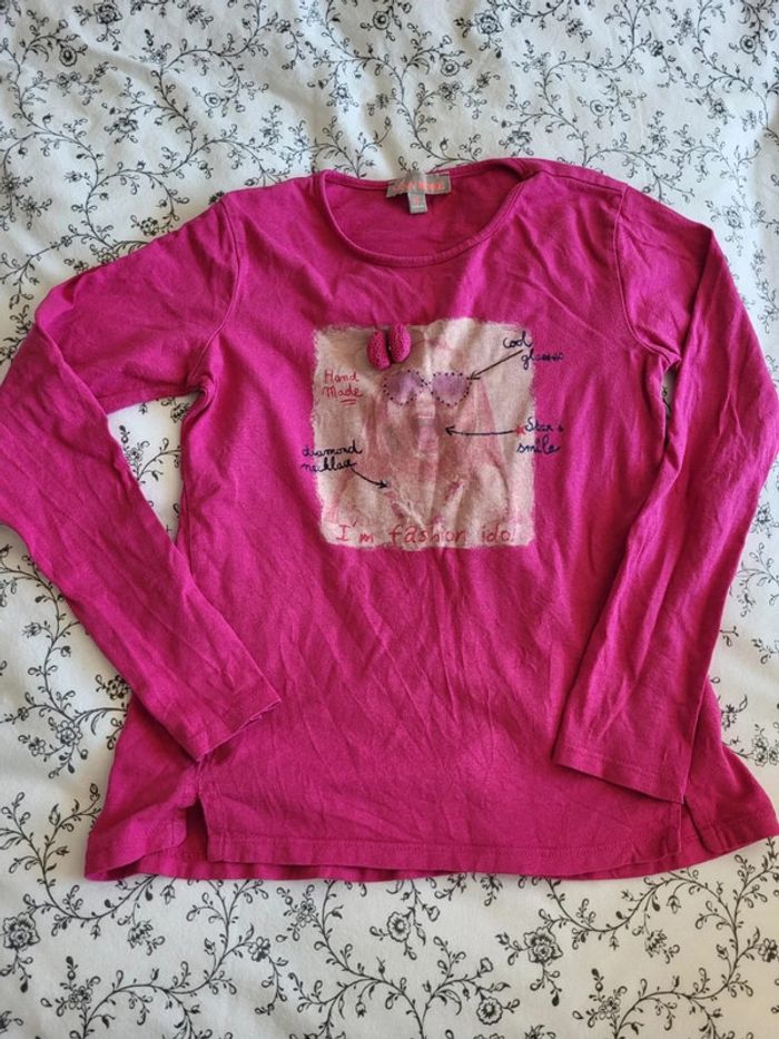 Tee shirt manches longues fuchsia 10 ans fashion idol Lisa Rose
