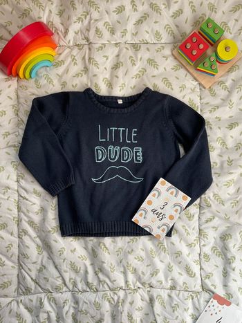 pull col rond marine inscription devant 3 ans