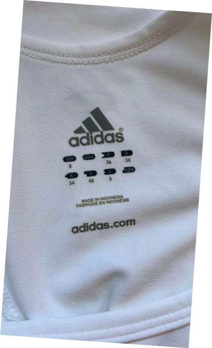 Top sport blanc sans manches adidas taille 36 - photo numéro 9