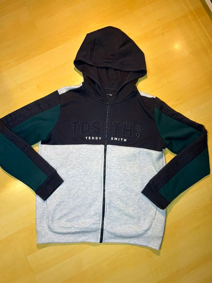 Sweat à capuche zip Teddy Smith noir gris vert