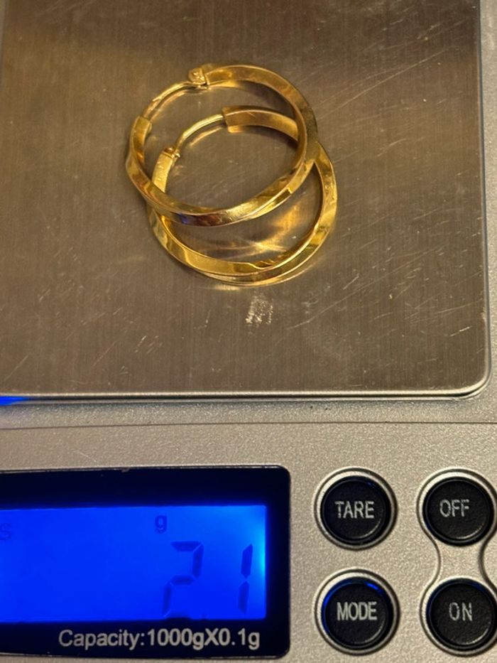 Jolie paire de boucles d’oreilles «créoles » torsadées » en or 18 carats femme TBE - photo numéro 8