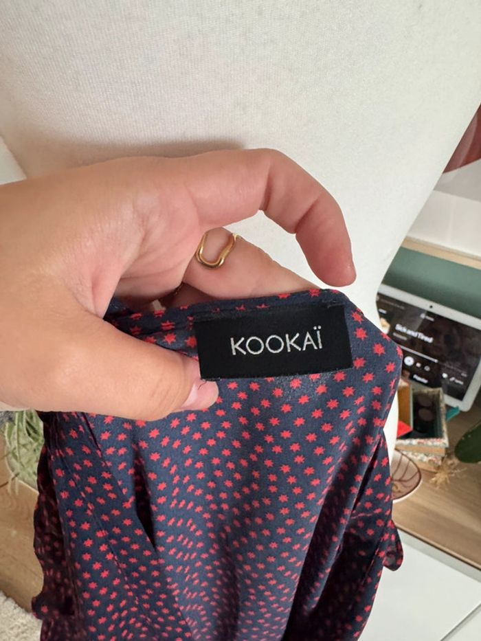 Robe manches longues bordeaux bleu marine Kookaï taille XS - photo numéro 3