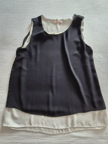 Top / Blouse sans manche noire et blanche taille L Camaïeu
