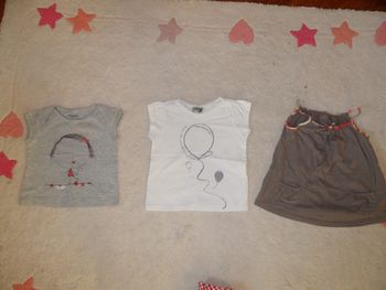 Lot t-shirt fantaisie été fille, Vertbaudet et tape à l'oeil, 2 ans