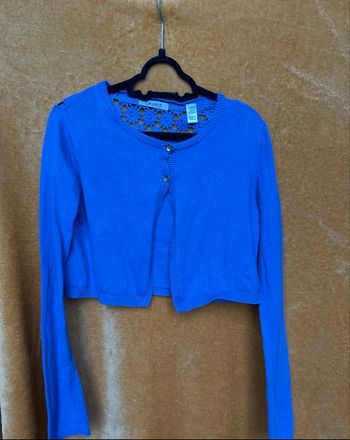 Gilet fille bleue fleurs - Okaïdi - 10 ans