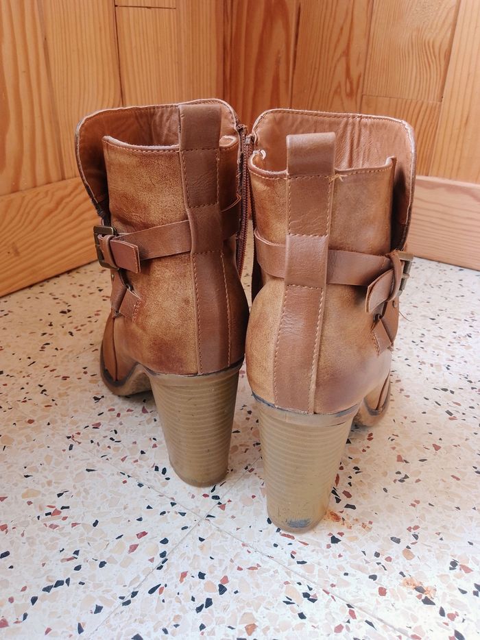 Bottines à talons – Marron effet cuir - photo numéro 3