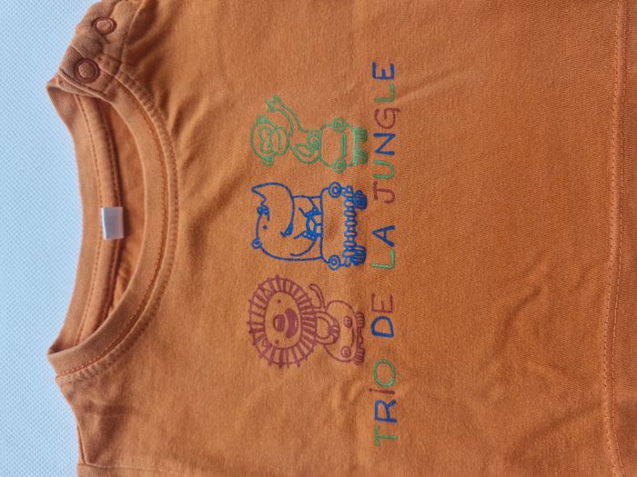 Ensemble garçon (T-shirt + short) 3 mois Sans marque Orange Kaki - photo numéro 4