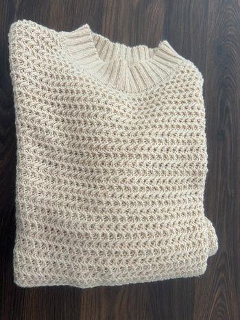 Pull grosse maille beige marron clair TU