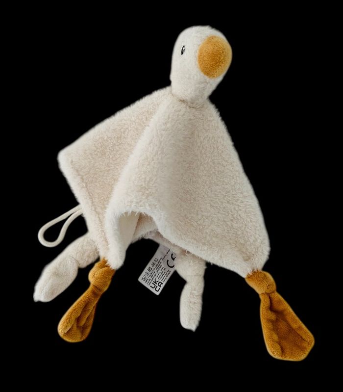 B6142❤️  Doudou Plat/Mouchoir Oie Canard Goose Blanc Écru Little Dutch - photo numéro 2