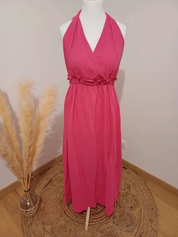 Robe rose longue en gaze de coton neuve Estee Brown taille M/L 38/40