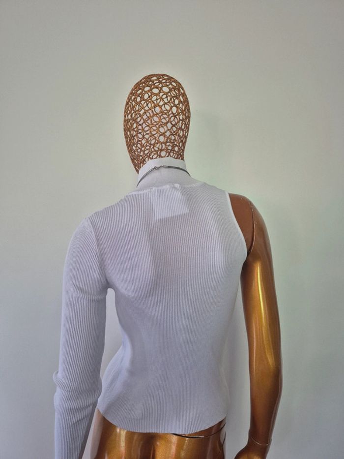 Top Une Manche Blanc Femme Taille M/38 - photo numéro 2