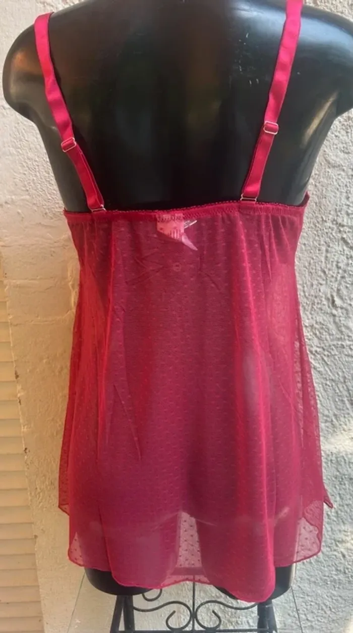 Caraco en tulle plumetis stretch et dentelle T42/44 - photo numéro 2
