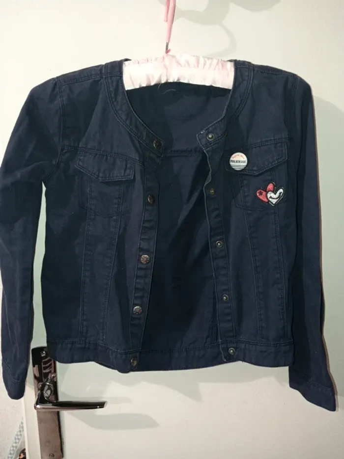 Veste en Jeans couleur bleu marine pour petite fille - photo numéro 2