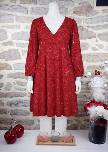 Robe de soirée scintillante rouge passion pailleté argenté Femme taille 54 marque Asos 🌺 