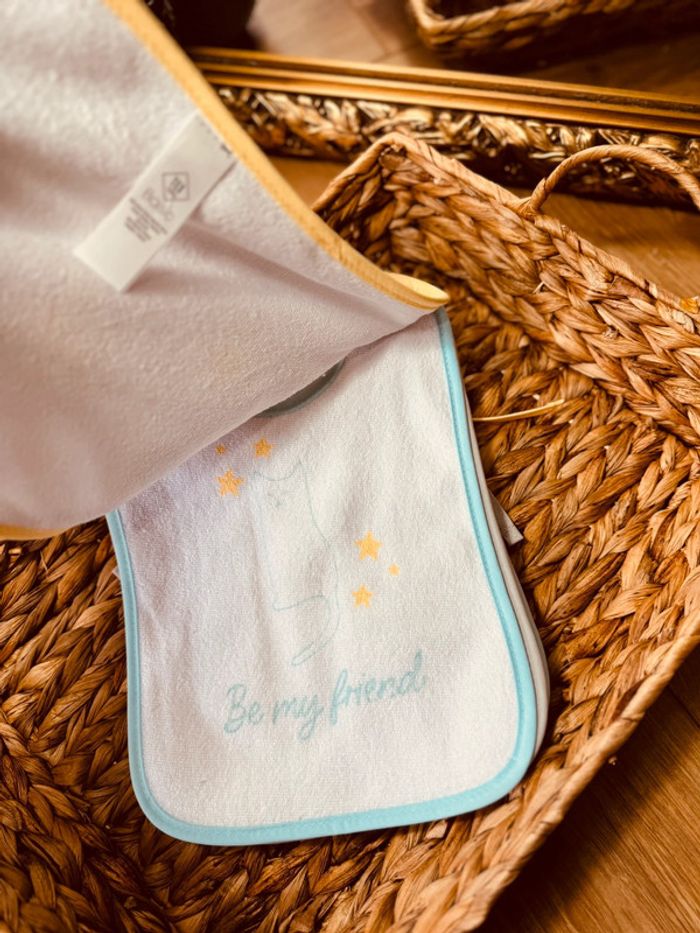 Lot de 7 bavoirs éponges garçon Tex jaune et bleu turquoise Neufs 💙 - photo numéro 2