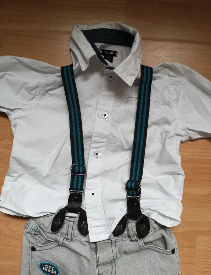 Ensemble jean gris chemise blanche 18 mois - photo numéro 4