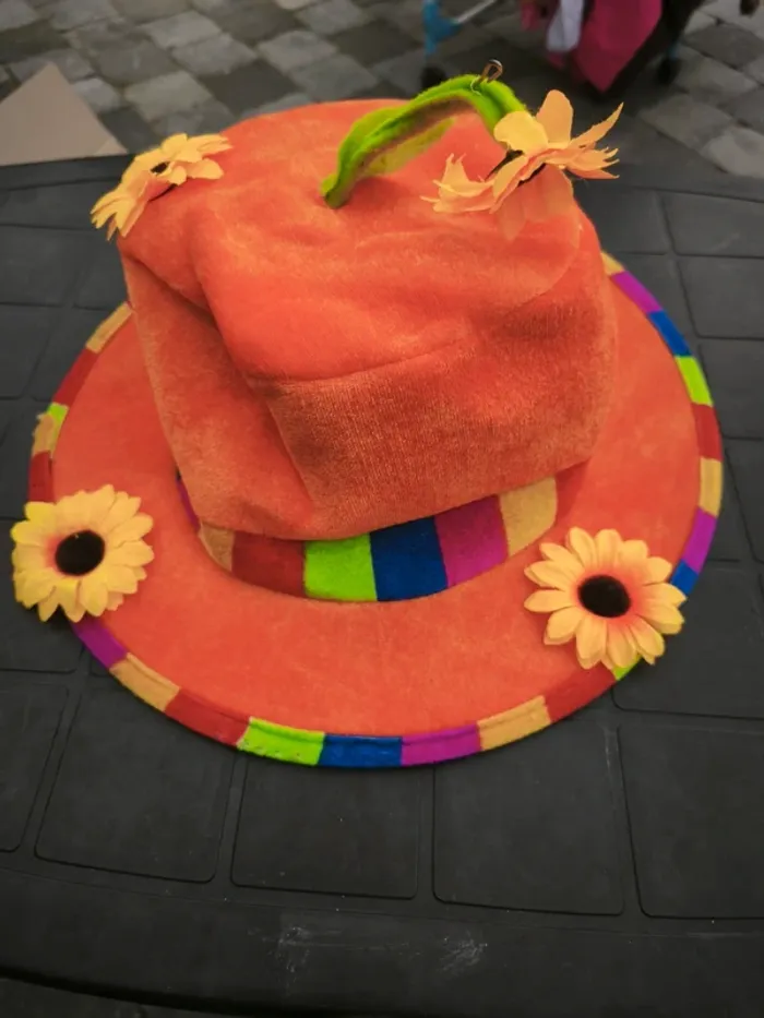 Chapeau orange fleurs halloween - photo numéro 2