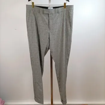 Pantalon slim à carreaux prince de galles gris taille 46 stretch élégant RR A1282