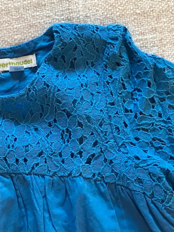 Blouse évasée dentelle bleu électrique Vertbaudet 5 ans - photo numéro 2