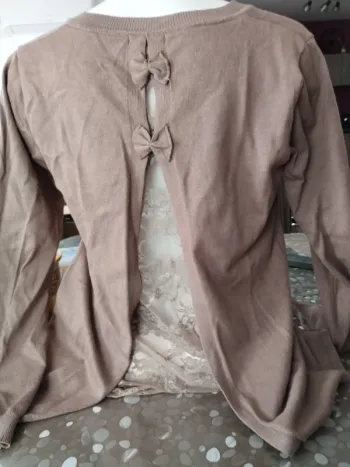 Pull taupe ms mode basic t 44 ouvert derrière
