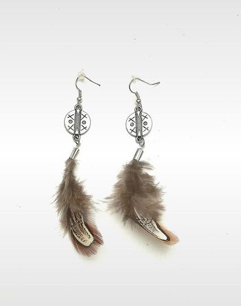 Boucles d'oreilles faites main neuves plumes ethniques
