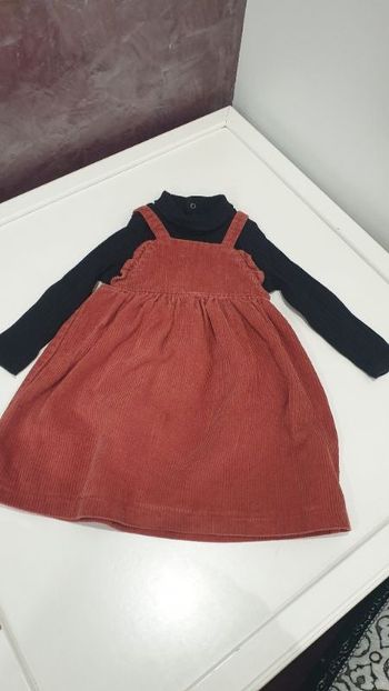 Robe en velours côtelé-Rouge avec body Noir kiabi