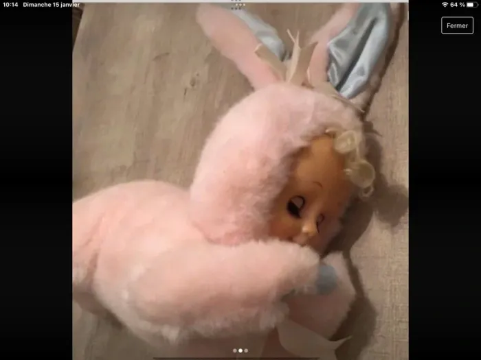Rare peluche poupée lapin - photo numéro 3