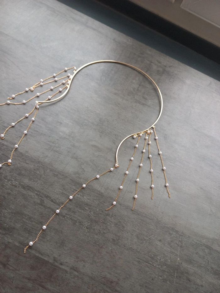 Collier punk à pompons dorés - photo numéro 2
