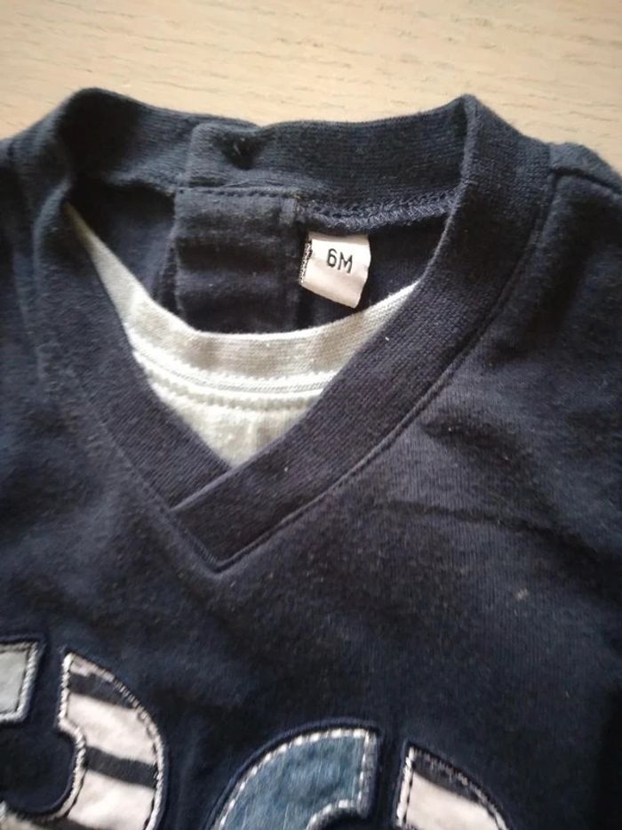 Tee-shirt bleu marine 6 mois - photo numéro 3