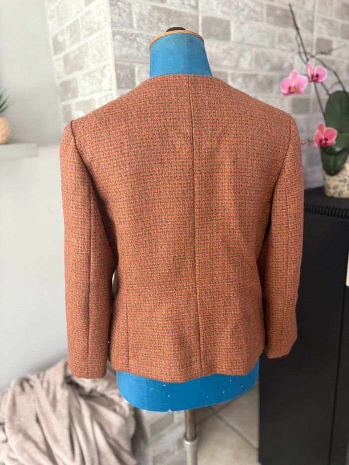 Veste vintage des années 70 - en très bon état - marron/fuchsia - taille 38/M - photo numéro 5