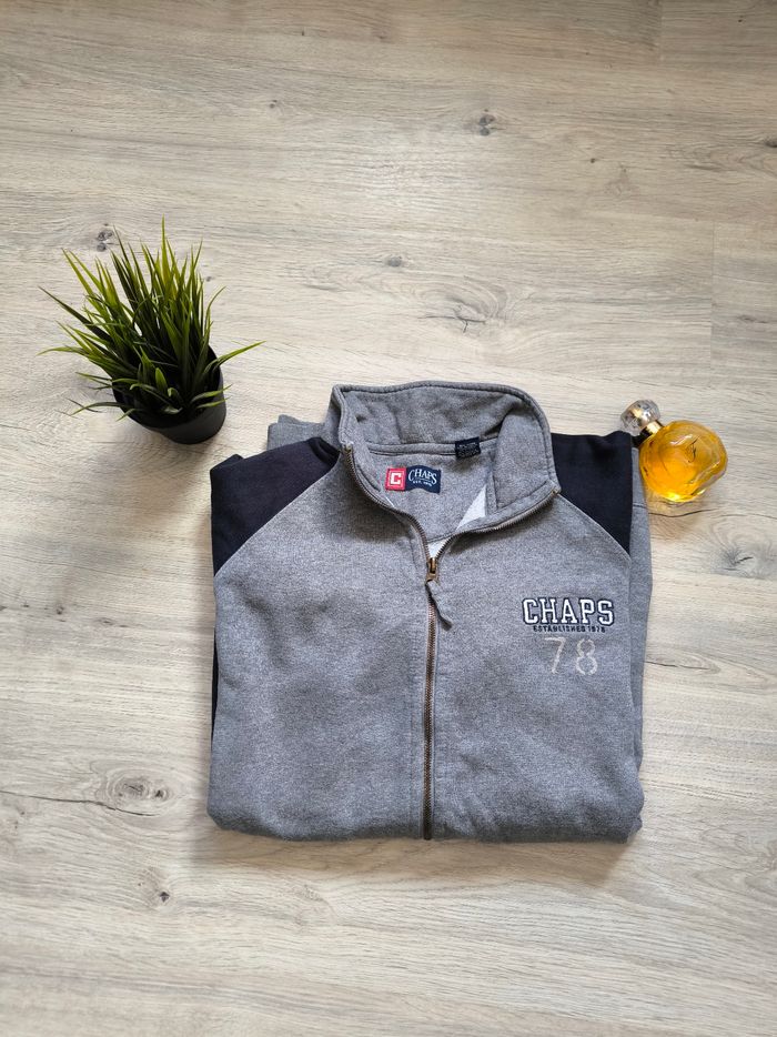 Sweat zippé Chaps gris & bleu - Taille L