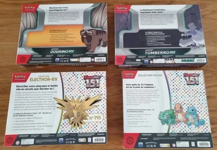 Lot de 4 coffret pokémon Poster 151 electhor ex dogrino ex tomberro ex Neuf FR - photo numéro 2