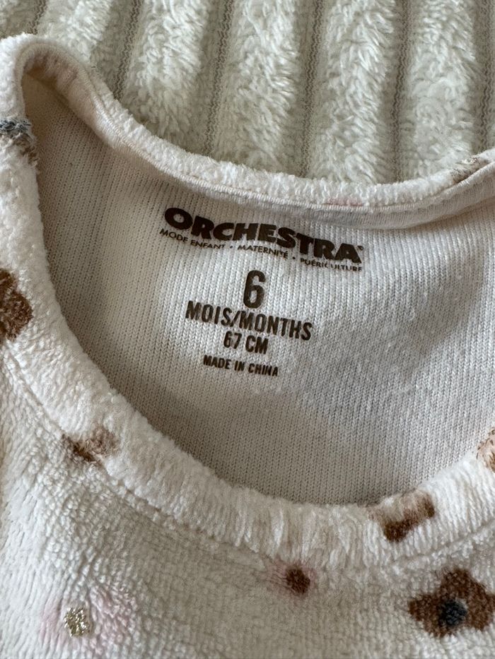 Lot de 2 pyjama - fille - beige et marron - Ochestra - 6 mois - Excellent état - photo numéro 8