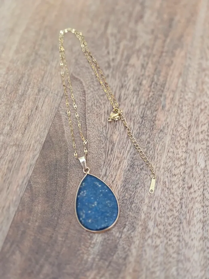 Collier lapis lazuli et acier - photo numéro 5