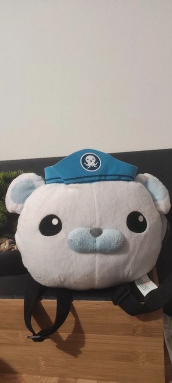 sac à dos peluche Octonauts barnacle ours blanc capitaine bleu blanc silver gate