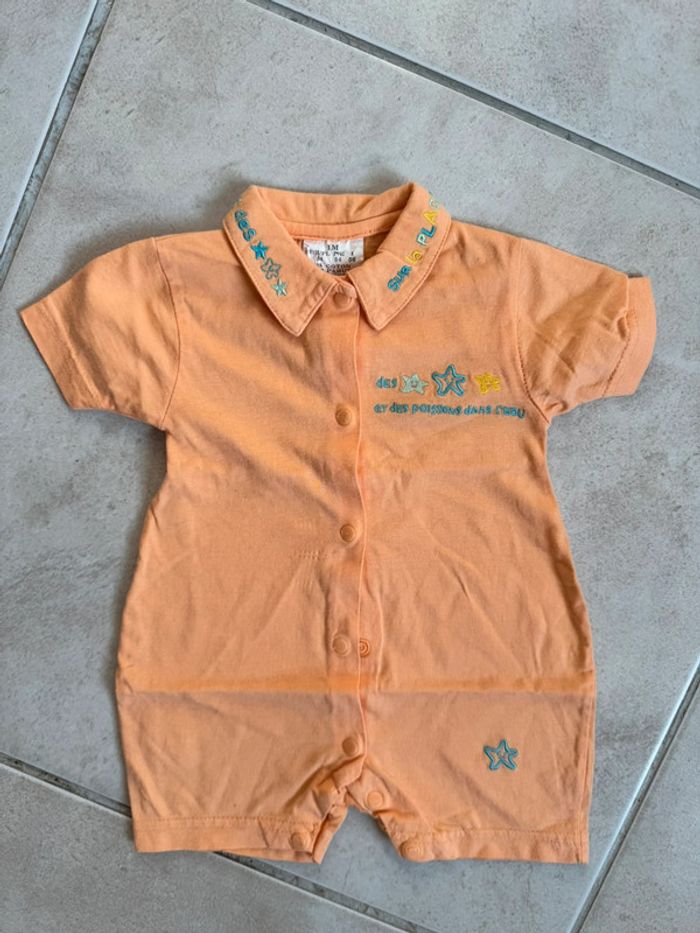 Combinaison bébé orange été