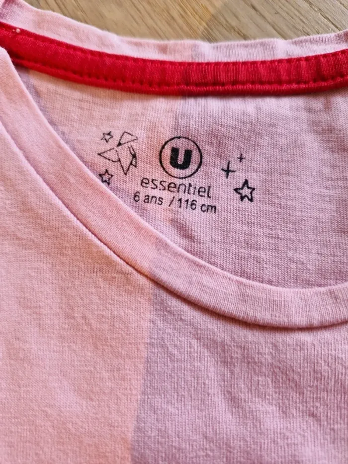 T-shirt fille rose taille 6ans marque u - photo numéro 2
