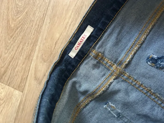 Camaïeu short, bermuda en jean bleu, brute, femme, taille 38 - photo numéro 3