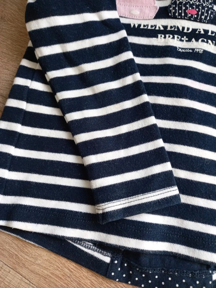 Pull Week end à la Mer, rayé marine, blanc et rose, Taille 3 ans - photo numéro 4