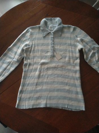 Pull rayé col polo (Mixte) T:40/42