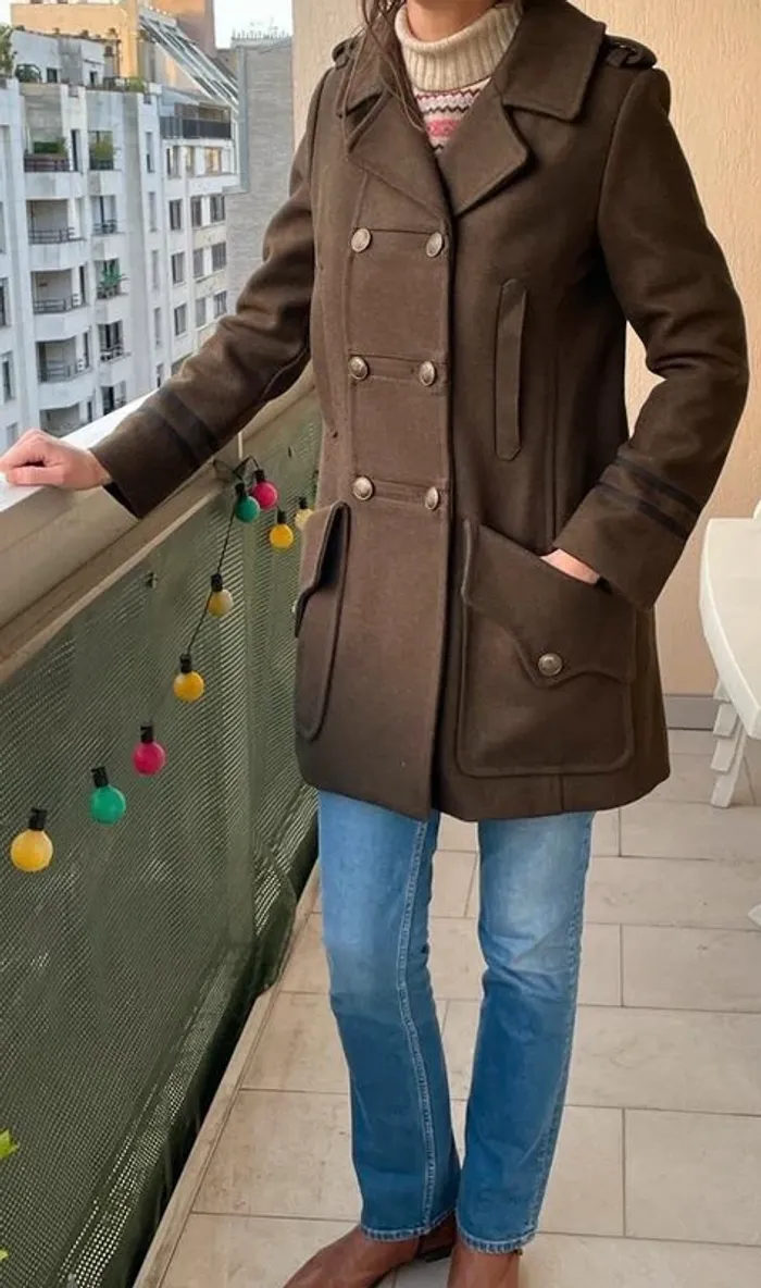 Manteau en laine kaki taille 40 marque 123 - photo numéro 2